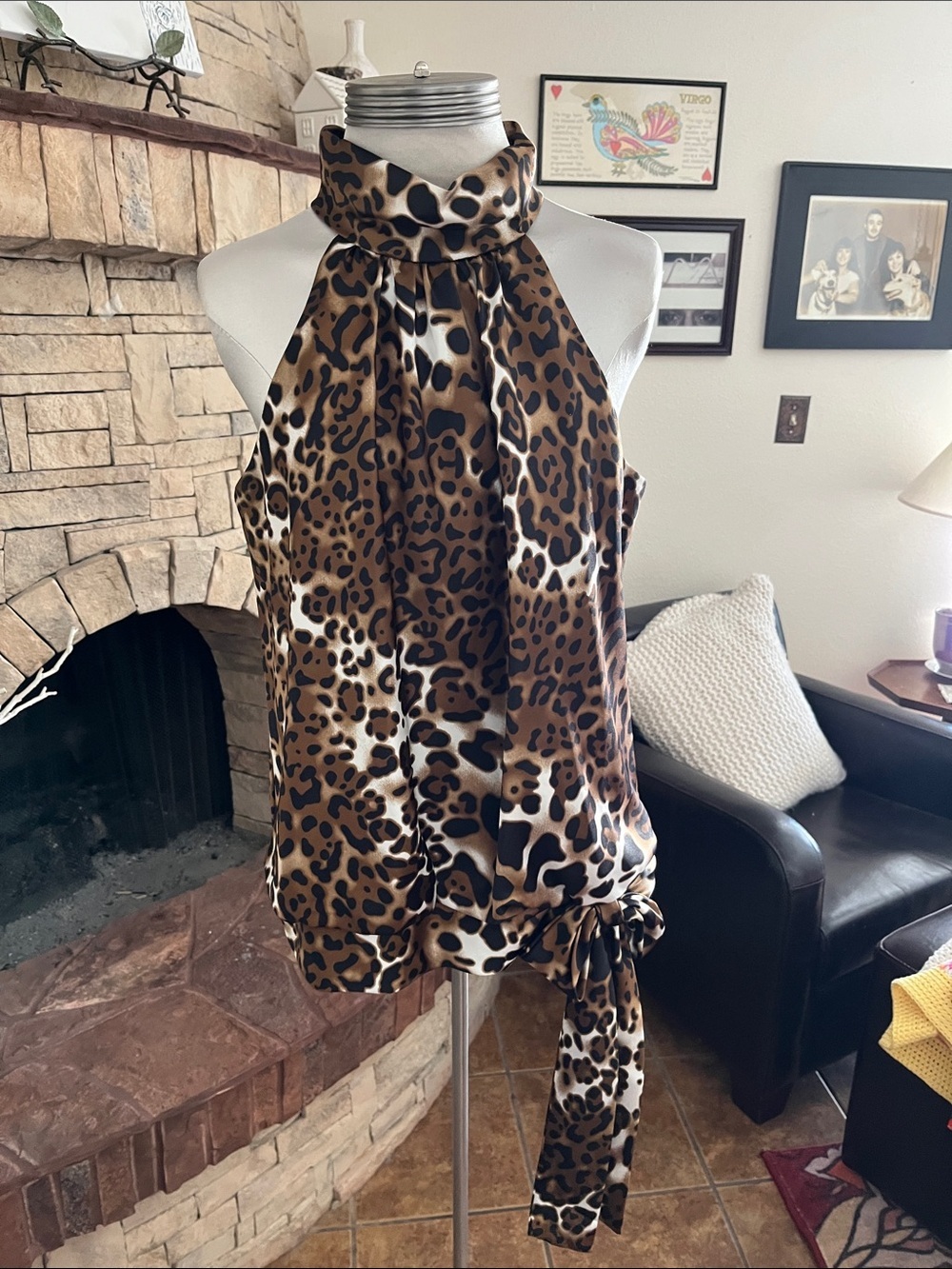 Alex Evenings Sleeveless Animal Print Blouse Size L
